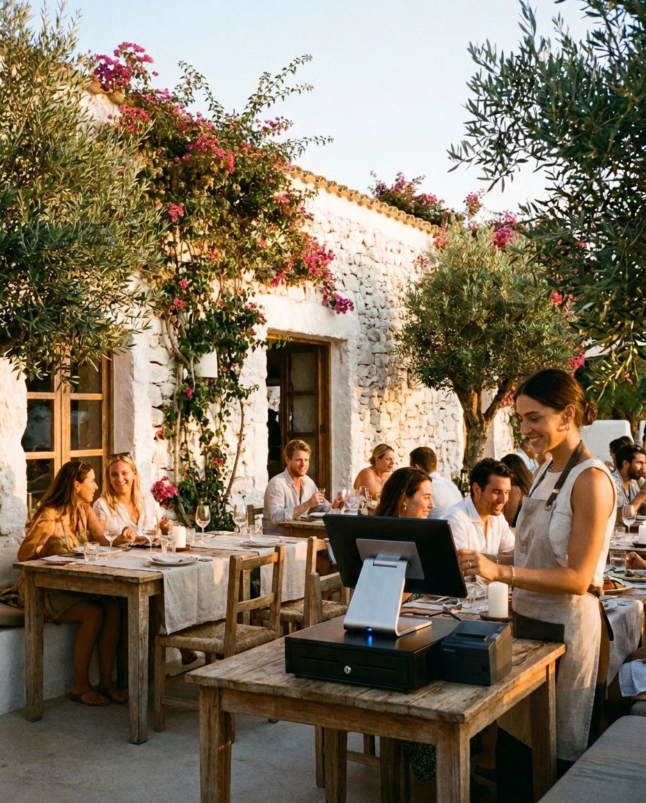 Restaurante cobrando en la mesa